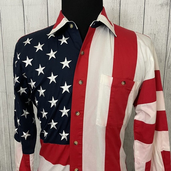 Scully Shirts Scully Mens Medium Red White Blue American Flag
